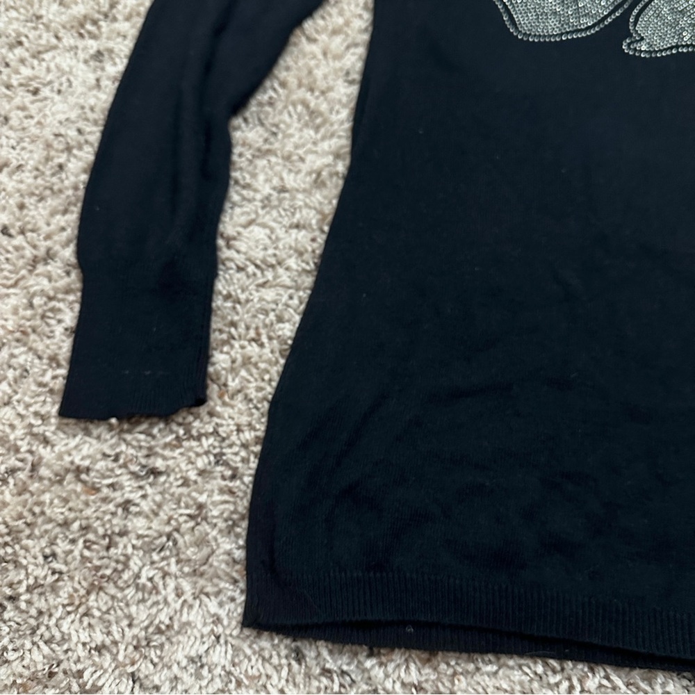 Ed Hardy Black Rhinestone Tattoo Tunic Sweater Women’s Size Small Y2K SK8 Fitted - Picture 13 of 16